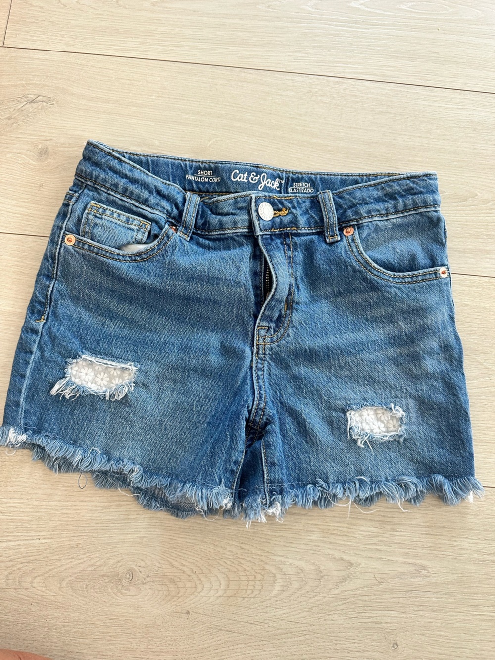 Girl’s Cat & Jack Distressed Denim Shorts - Blue